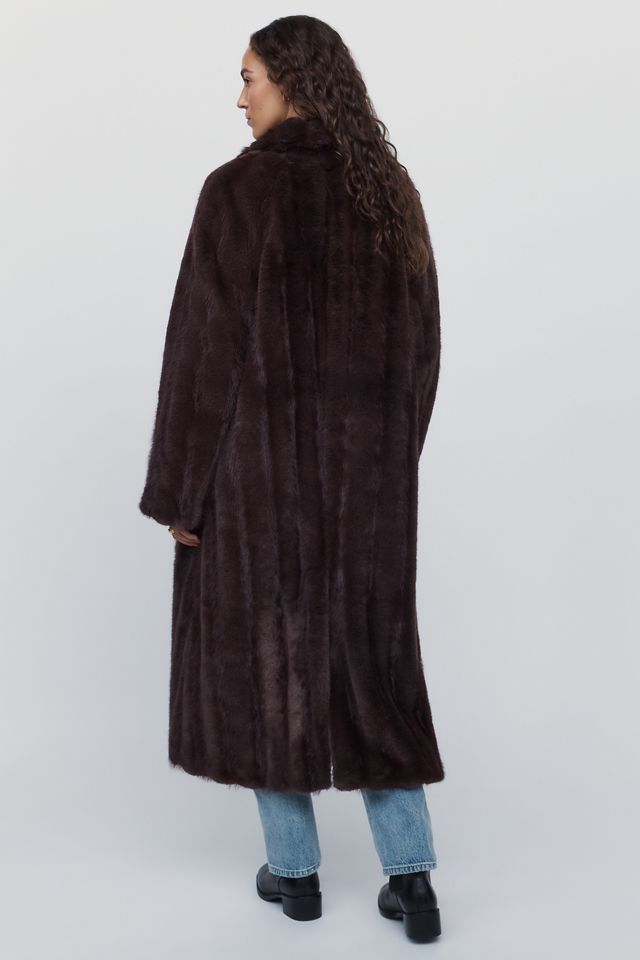Maeve Faux Fur Channeled Long Coat #1