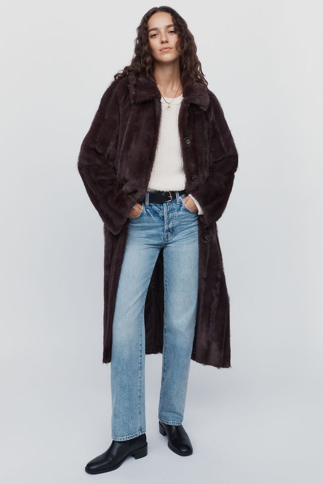 Maeve Faux Fur Channeled Long Coat #2
