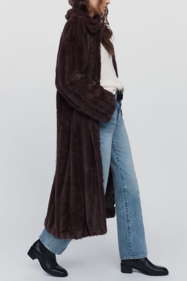 Maeve Faux Fur Channeled Long Coat #4