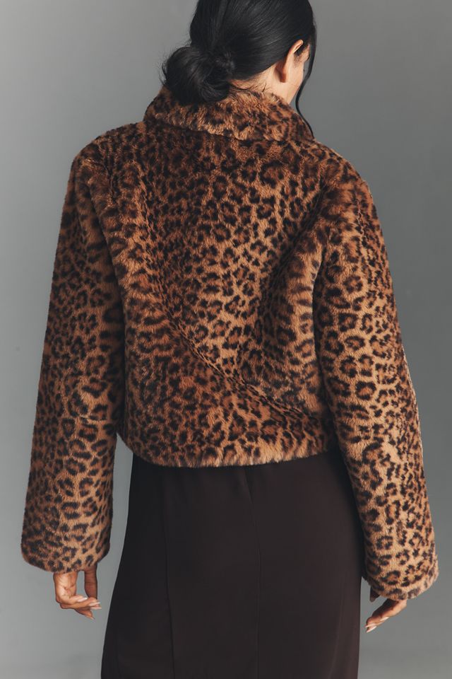 Maeve Faux-Fur Leopard Crop Jacket #1