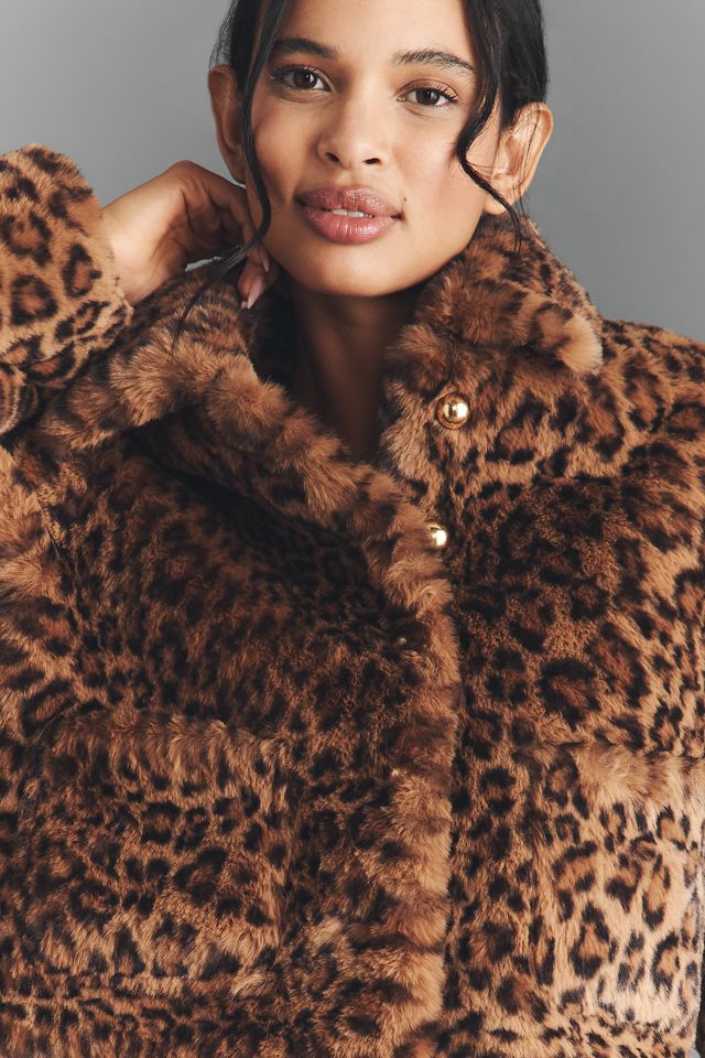 Maeve Faux-Fur Leopard Crop Jacket #2