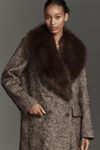 By Anthropologie Faux-Fur Collar Wool Blend Coat