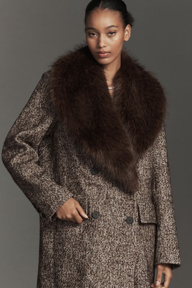 By Anthropologie Faux-Fur Collar Wool Blend Coat #1
