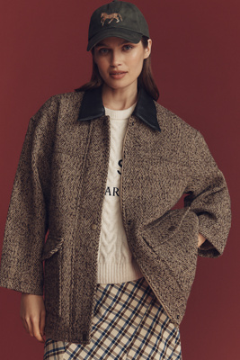 Pilcro Wool Blend Barn Jacket In Brown