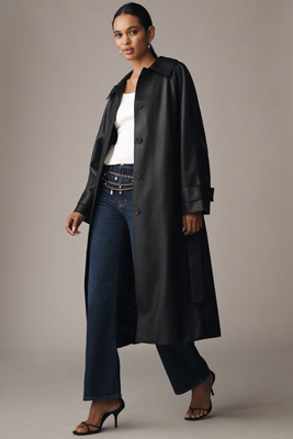 Maeve Faux-leather Car Coat Jacket In Black