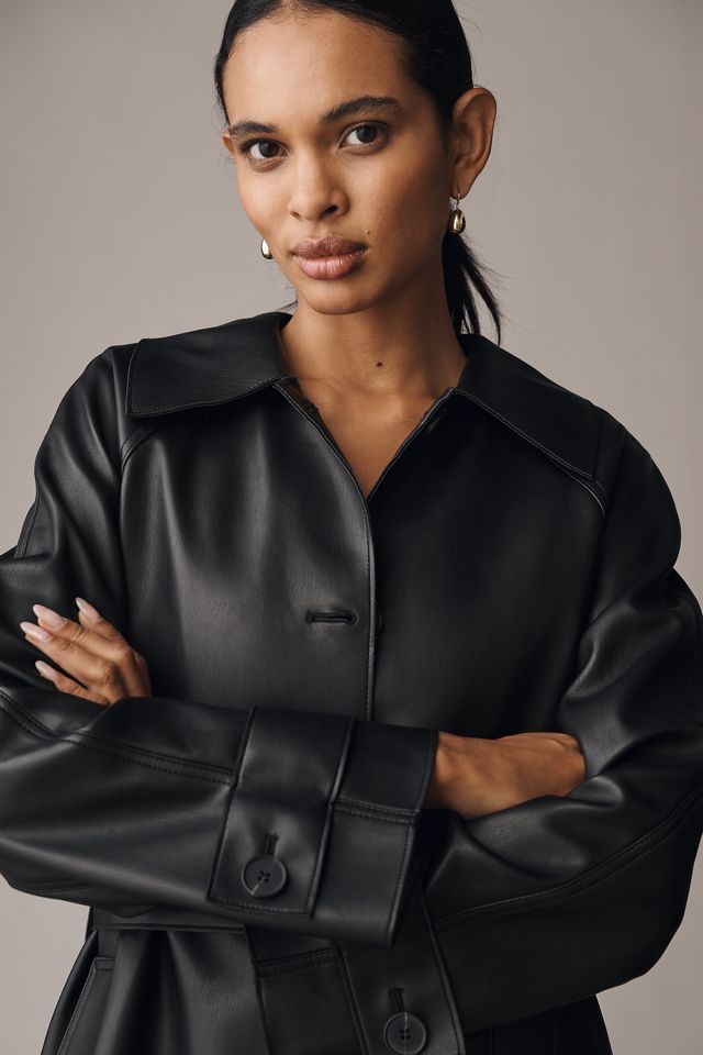 Maeve Faux-Leather Car Coat #3
