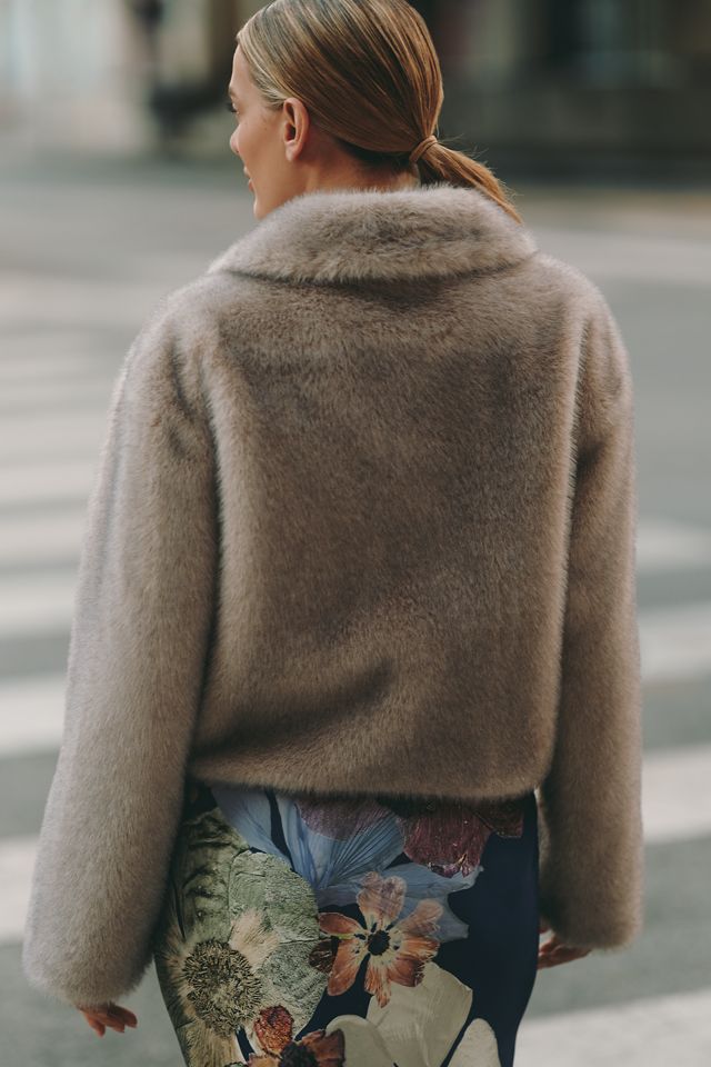 Maeve Cropped Faux-Fur Coat #1