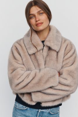 Maeve Cropped Faux-Fur Coat