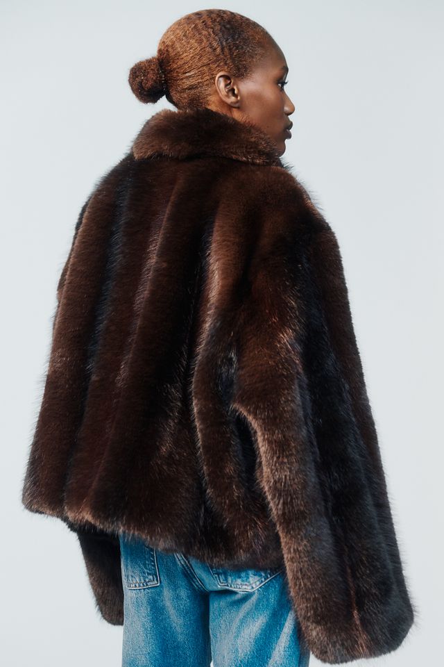 Maeve Rae Faux Fur Cropped Jacket #6