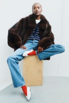 Maeve Rae Faux Fur Cropped Jacket