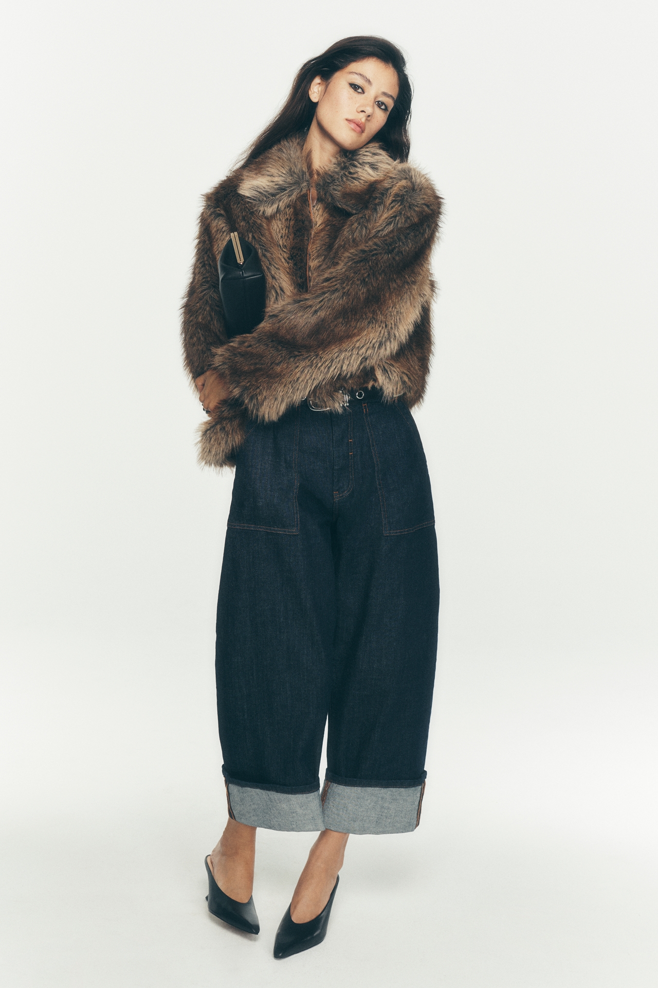 Maeve Cropped Faux Fur Coat