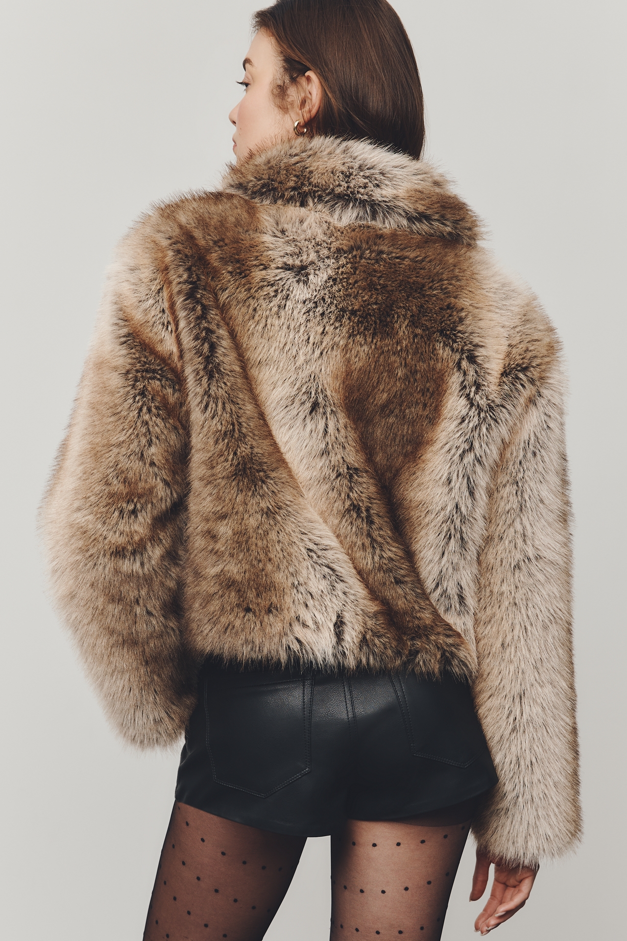 Maeve Cropped Faux Fur Coat