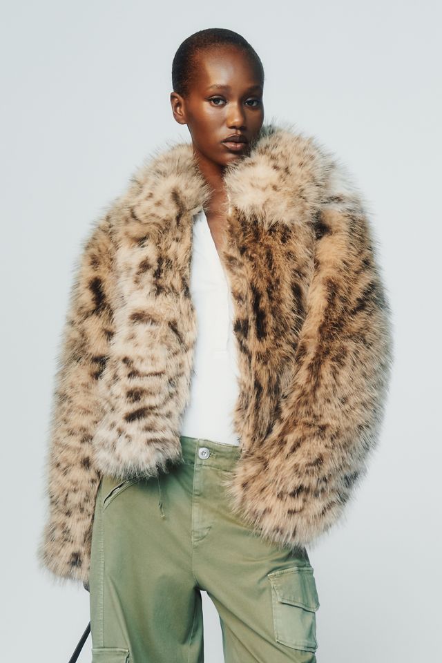 Maeve Rae Faux Fur Cropped Jacket #4