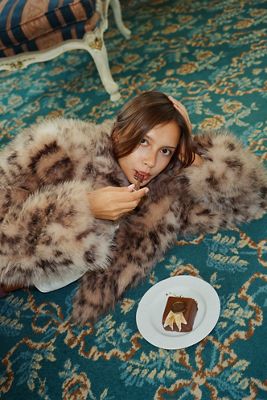 Maeve Rae Faux Fur Cropped Jacket