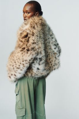 Maeve Rae Faux Fur Cropped Jacket