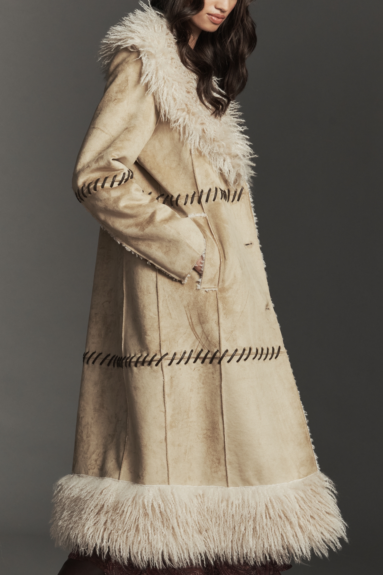 By Anthropologie Faux-Suede Longline Coat