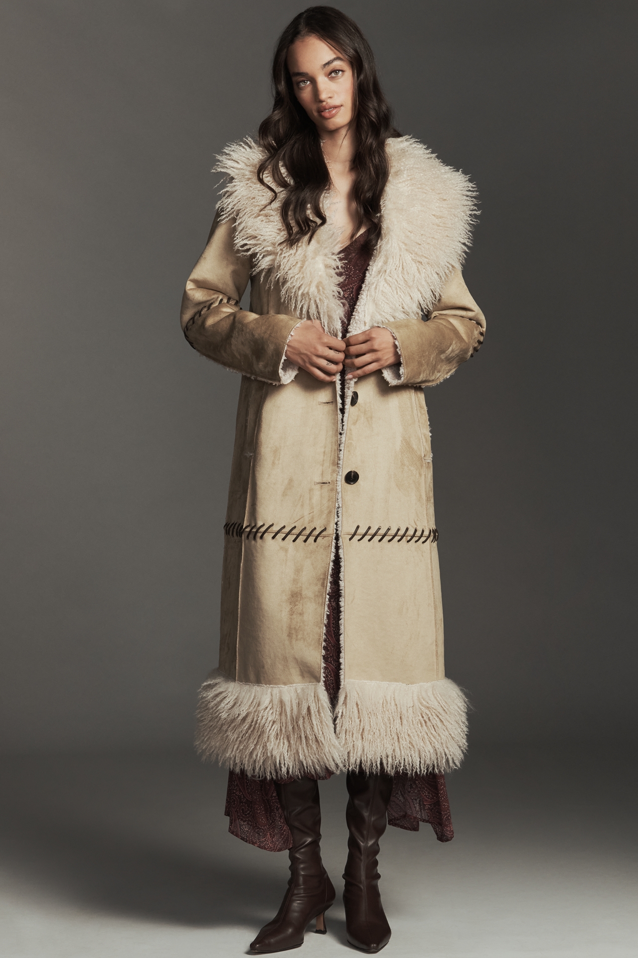 By Anthropologie Faux-Suede Longline Coat