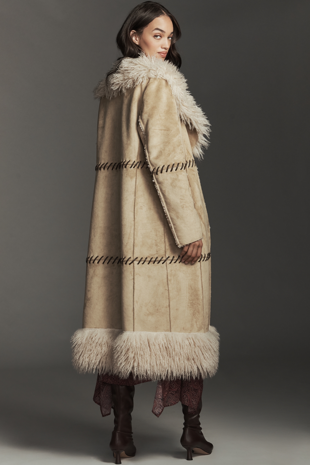 By Anthropologie Faux-Suede Longline Coat