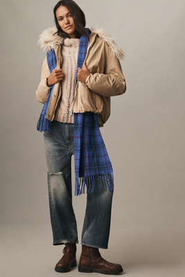 Pilcro Faux-Fur Collar Bomber Jacket