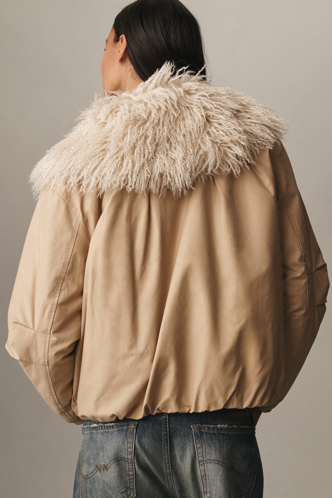 Pilcro Faux Fur Collar Bomber Jacket