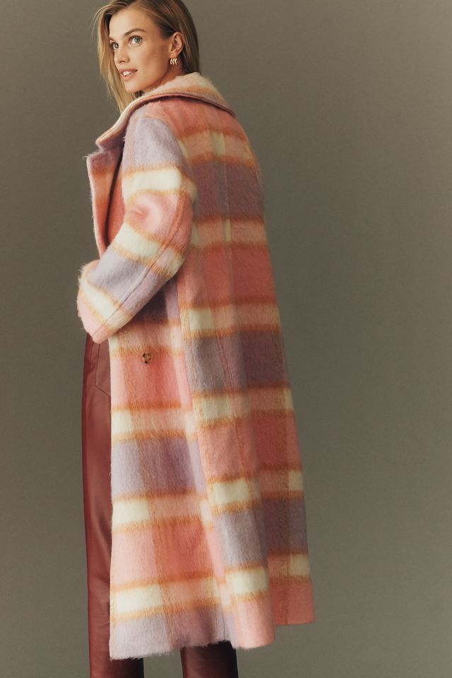 Maeve Wool Blend Plaid Long Coat #4