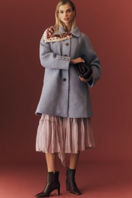 By Anthropologie Checked Wool Blend Coat