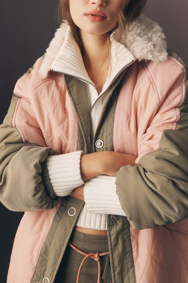 Pilcro Sherpa Fleece Collar Quilted Liner Coat #2