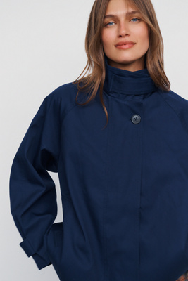 Maeve Lyonne Funnel-neck Cape Jacket In Blue