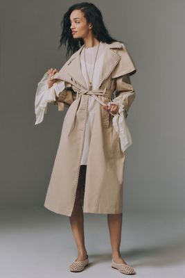 Magali Pascal Tilia Ruffle Eyelet Trench Coat | Anthropologie