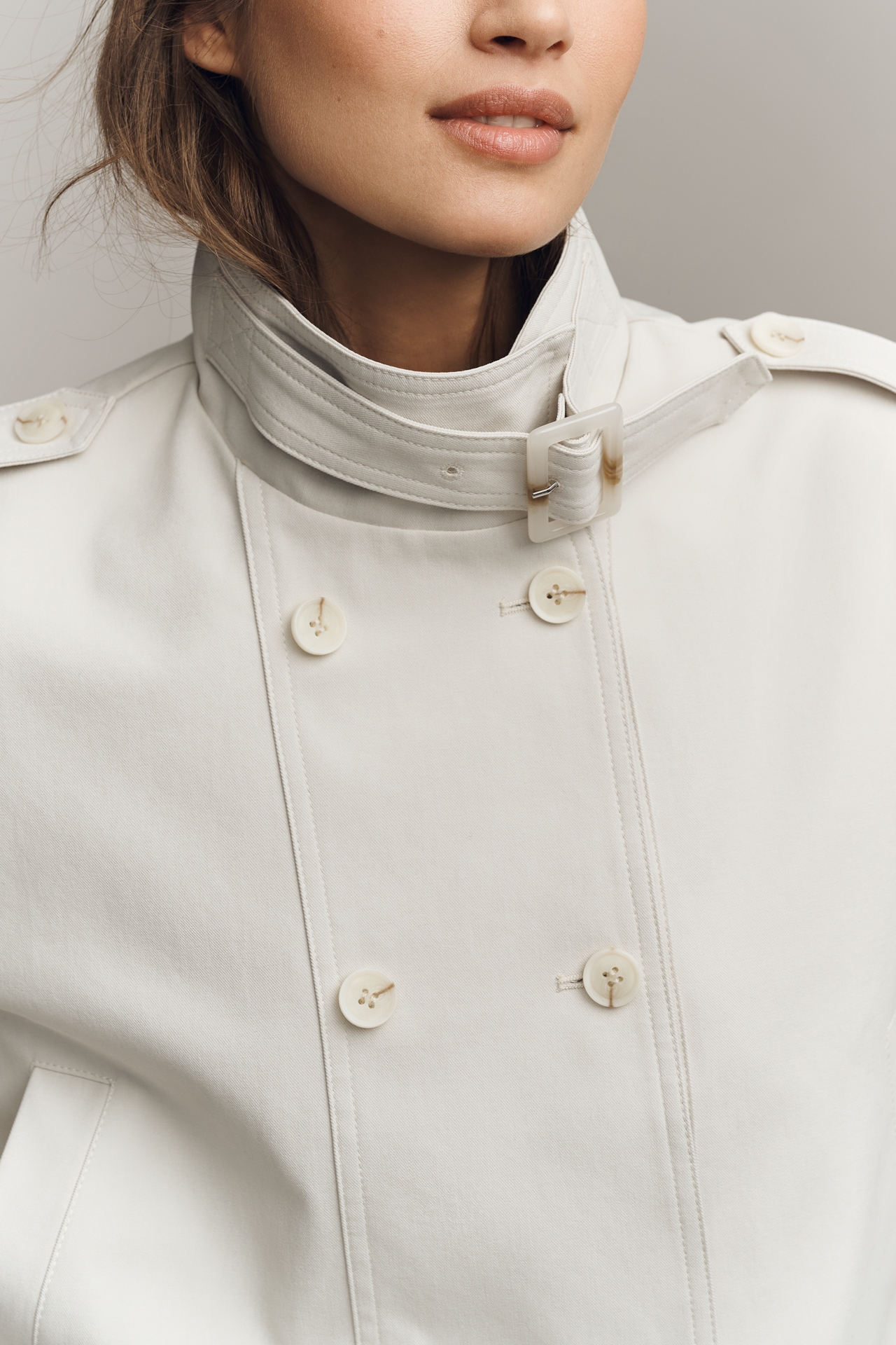 Maeve Double-Breasted Short Trench Coat