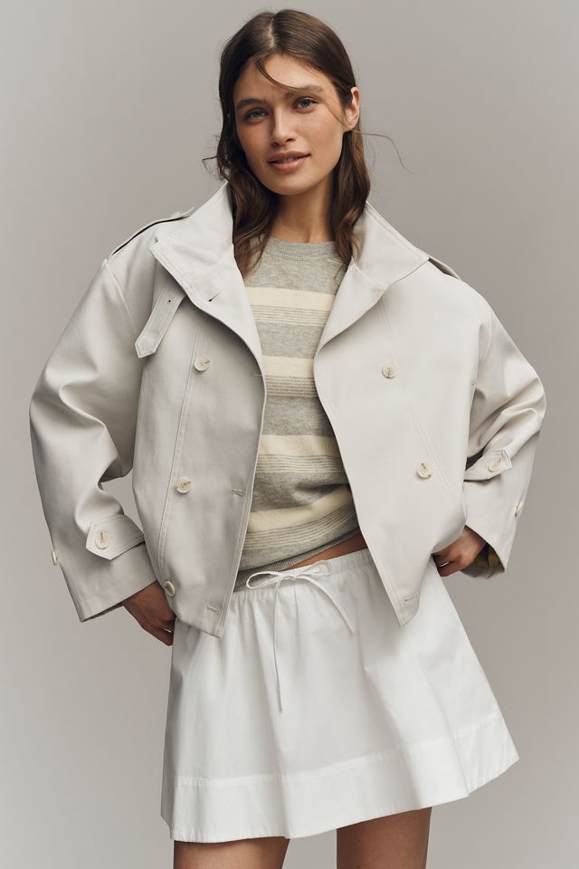 Maeve Double-Breasted Short Trench Coat | Anthropologie