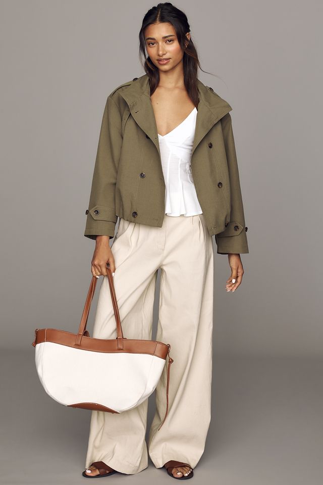 Maeve Double-Breasted Short Trench Coat #3