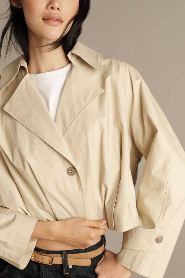Maeve Pleated Crop Trench Jacket | Anthropologie