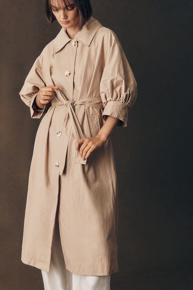 Maeve Crop-Sleeve Trench Coat #3