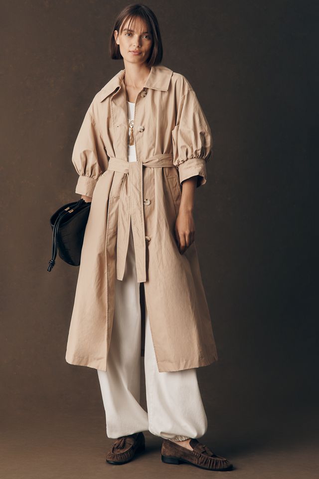 Maeve Crop-Sleeve Trench Coat #1