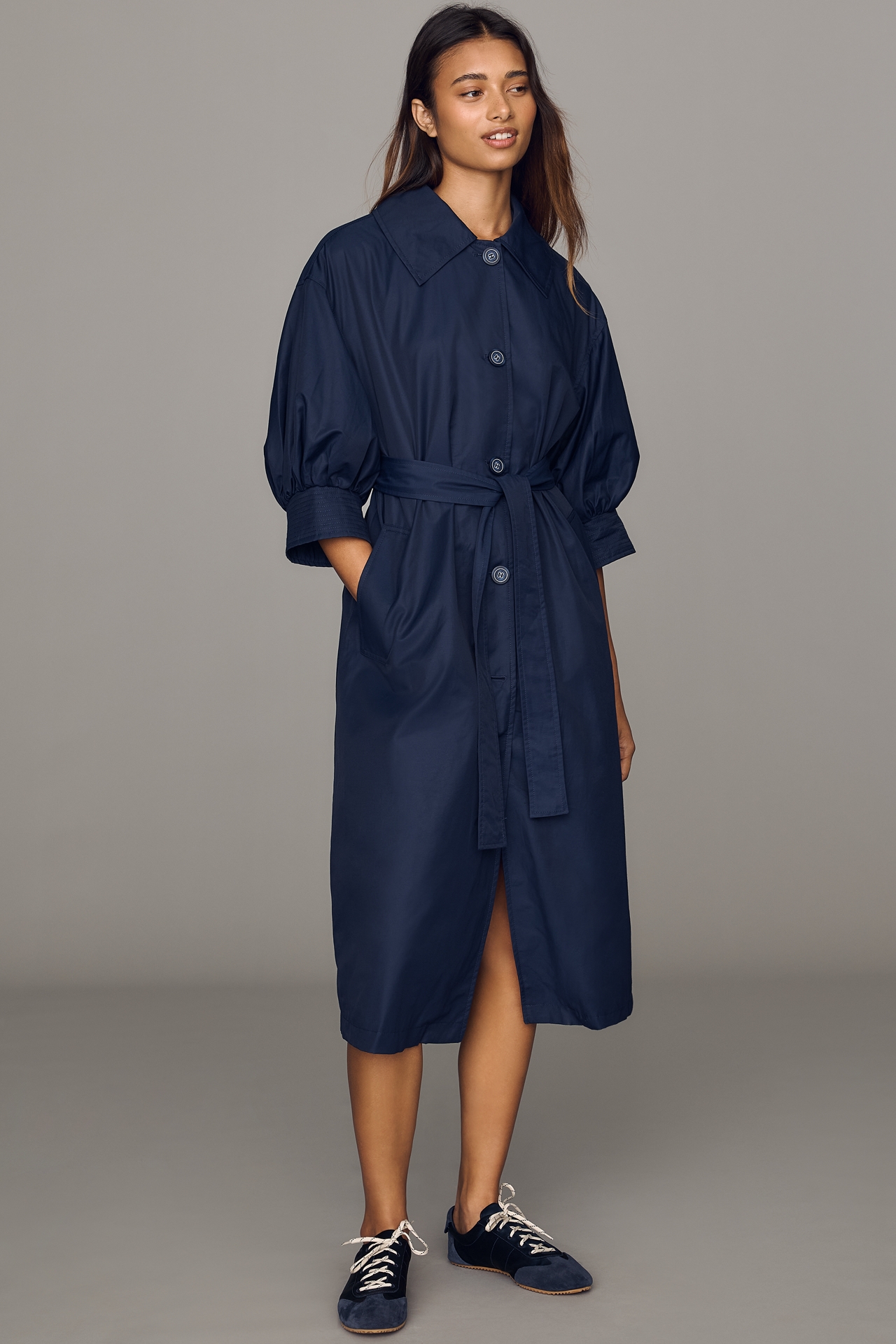 Maeve Crop-Sleeve Trench Coat