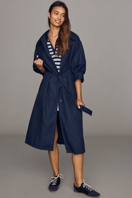 Maeve Crop-Sleeve Trench Coat