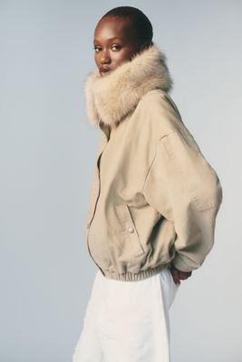 Veste bomber en denim doublée de fausse fourrure Pilcro