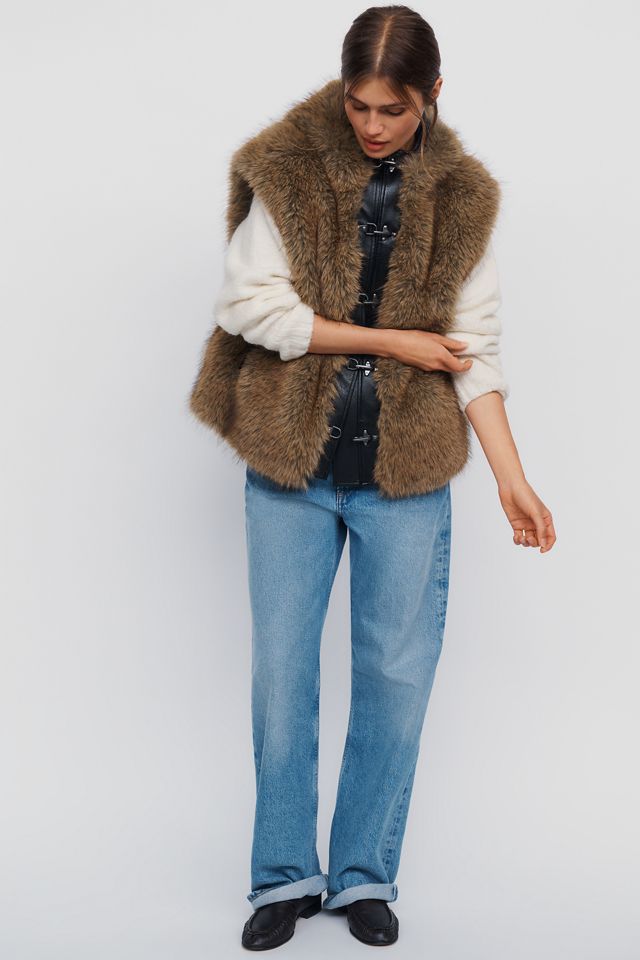 Pilcro Hooded Faux-Fur Vest #1