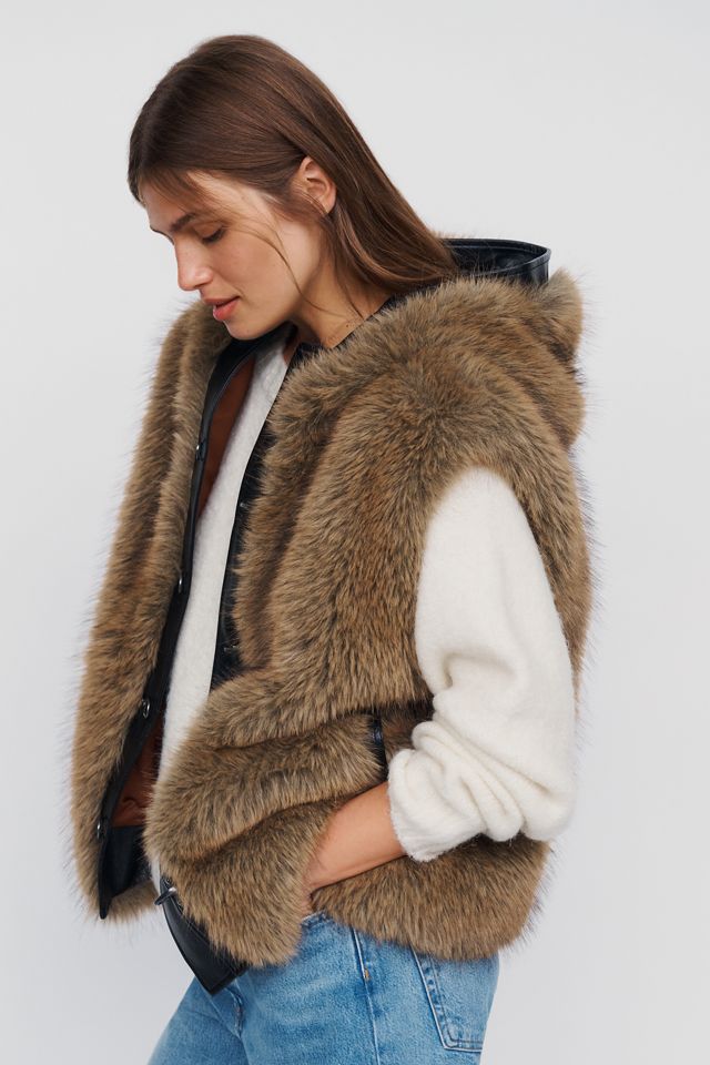 Pilcro Hooded Faux-Fur Vest #4