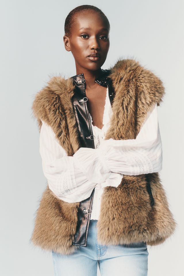 Pilcro Hooded Faux-Fur Vest #5
