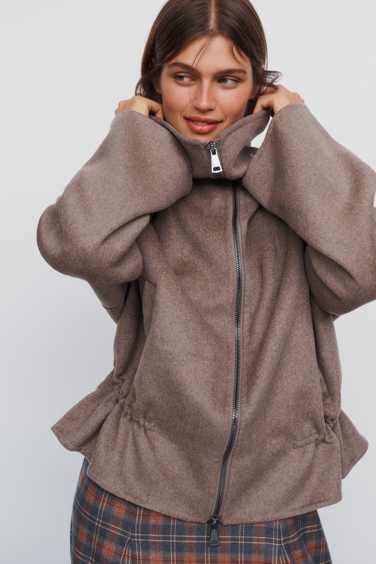 Maeve Peplum Funnel Neck Jacket