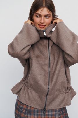 Maeve Peplum Funnel-Neck Jacket