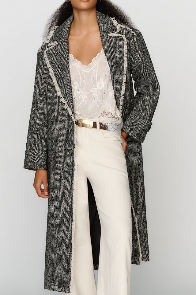 Pilcro Juliet Fringed Trim Longline Coat #3