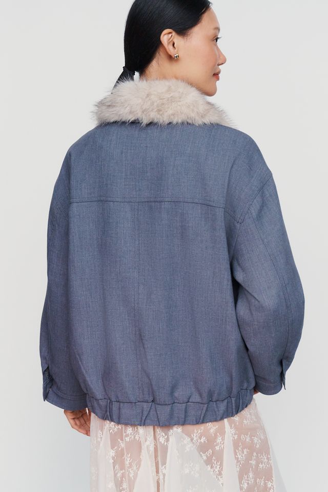 Maeve Faux Fur Collar Barn Jacket #1