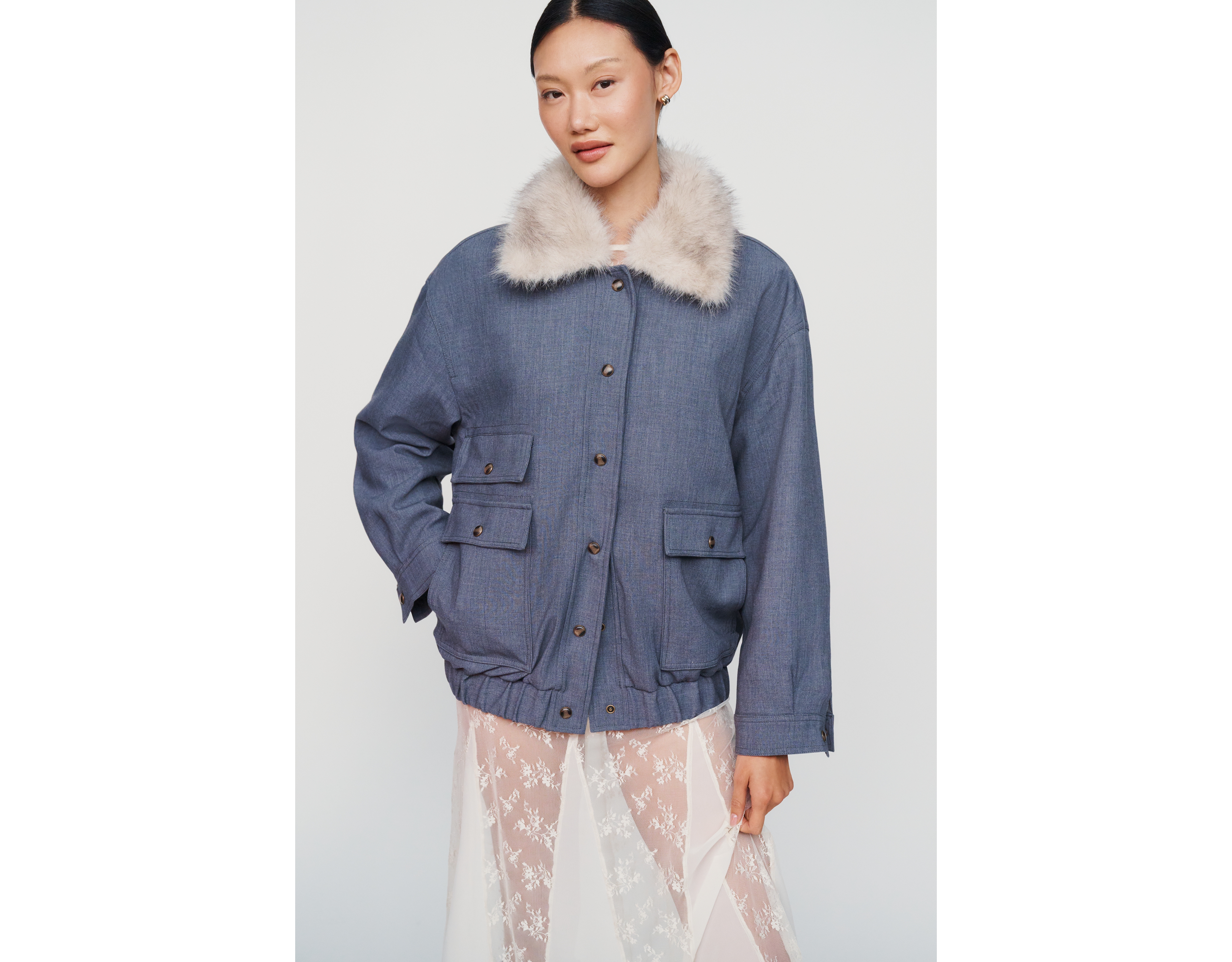 Maeve Faux Fur Collar Barn Jacket