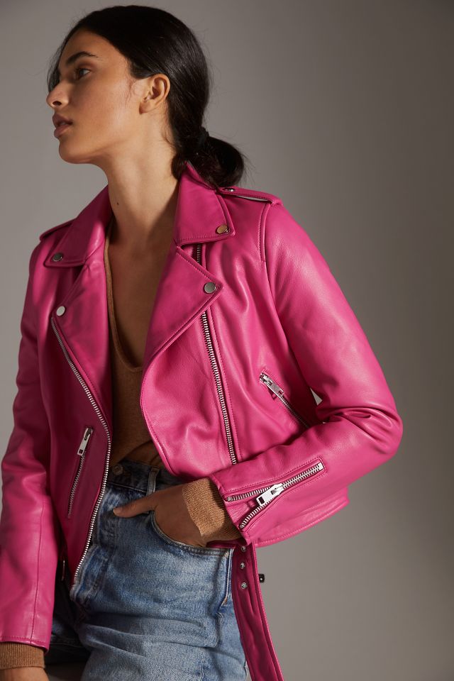 Kelsey Jacket, Bright Pink - Leather