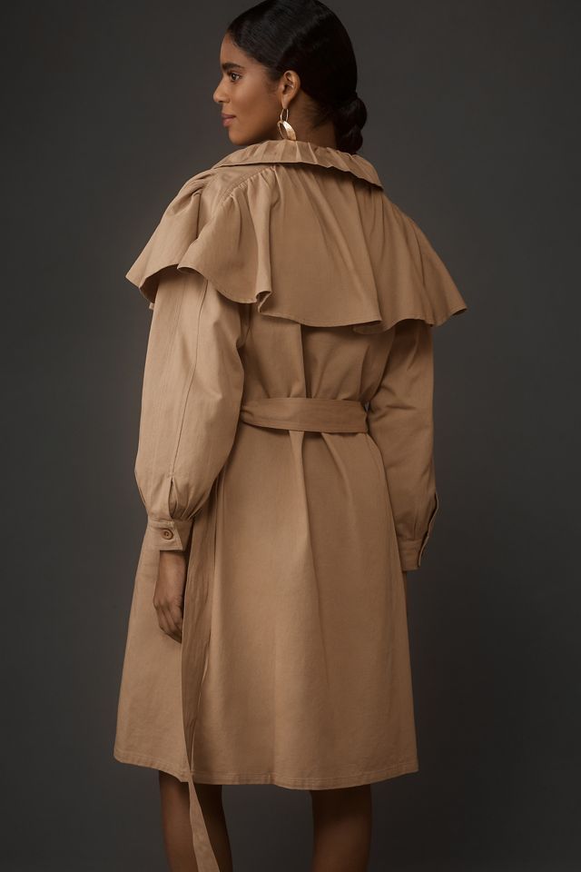Mille Renata Ruffle Trench Coat | Anthropologie