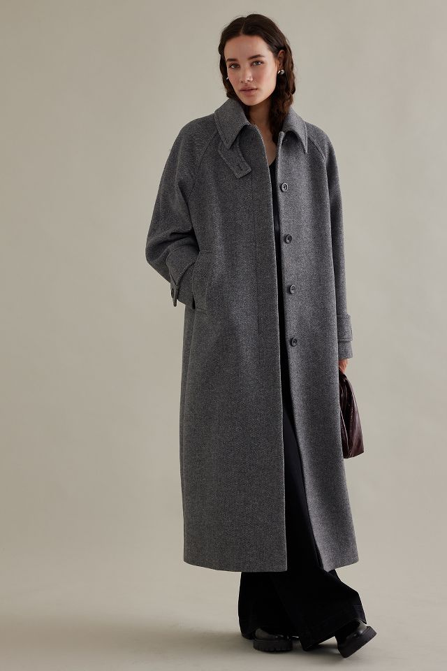 Collared Wool-Blend Maxi Coat