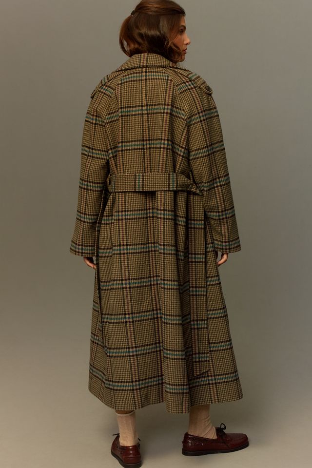 By Anthropologie Belted Plaid Long Robe Coat  #4